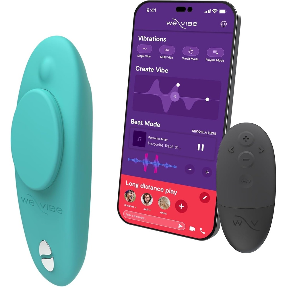 image:imageWeVibe Moxie Wearable Lay On Panty Vibrator  Remote amp App Control Vibrating Sex Toy for Couples  Clitoral Stimulator with 10 Intensity Levels  Adult Sexual Pleasure Tools  Waterproof  AquaTurquoise