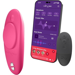 We-Vibe Moxie Wearable Lay On Panty Vibrator | Remote & App Control Vibrating Sex Toy for Couples | Clitoral Stimulator with 10 Intensity Levels | Adult Sexual Pleasure Tools | Waterproof | Aqua(Pink)