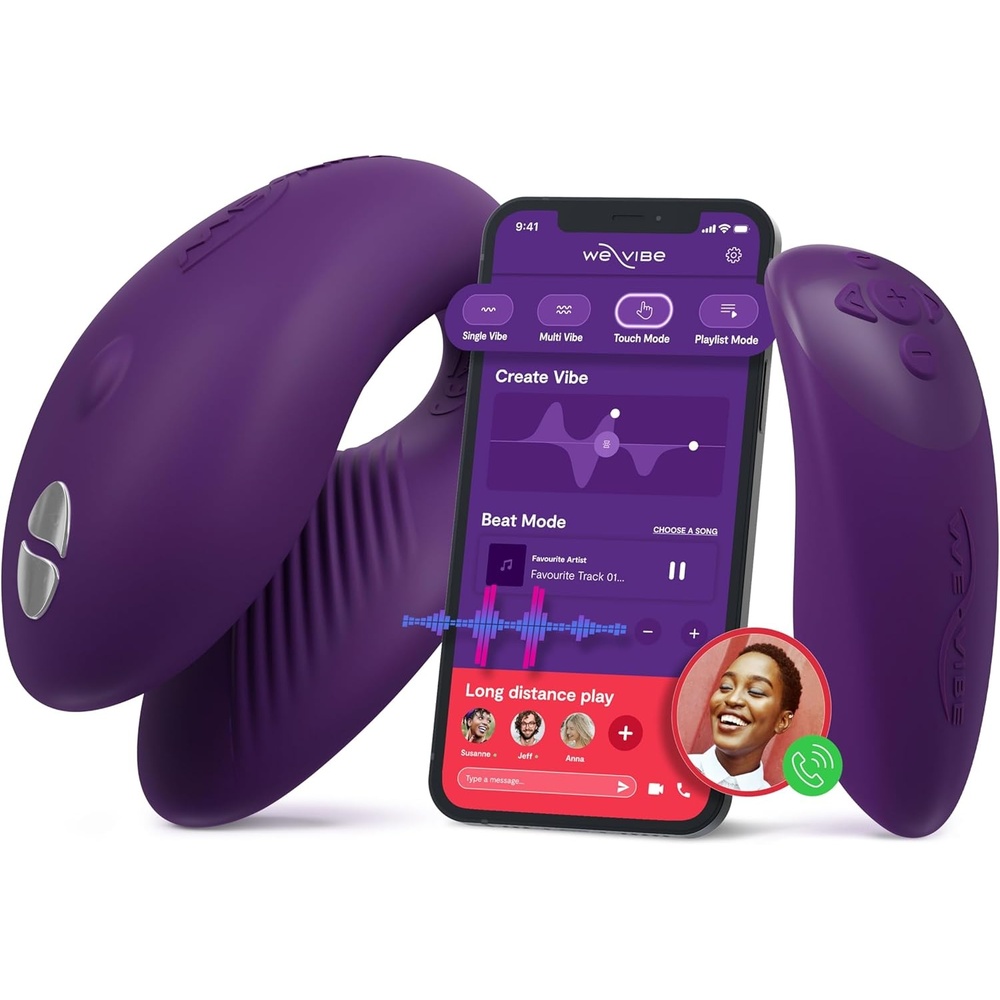 image:imageWeVibe Chorus Vibrating Sex Toys for Couples  Remote Control Vibrator  Wearable App Controlled Adult Toys for Women  G Spot Clit amp Penis Sexual Stimulation Device  Clitoral Couples Gift PinkDark Purple