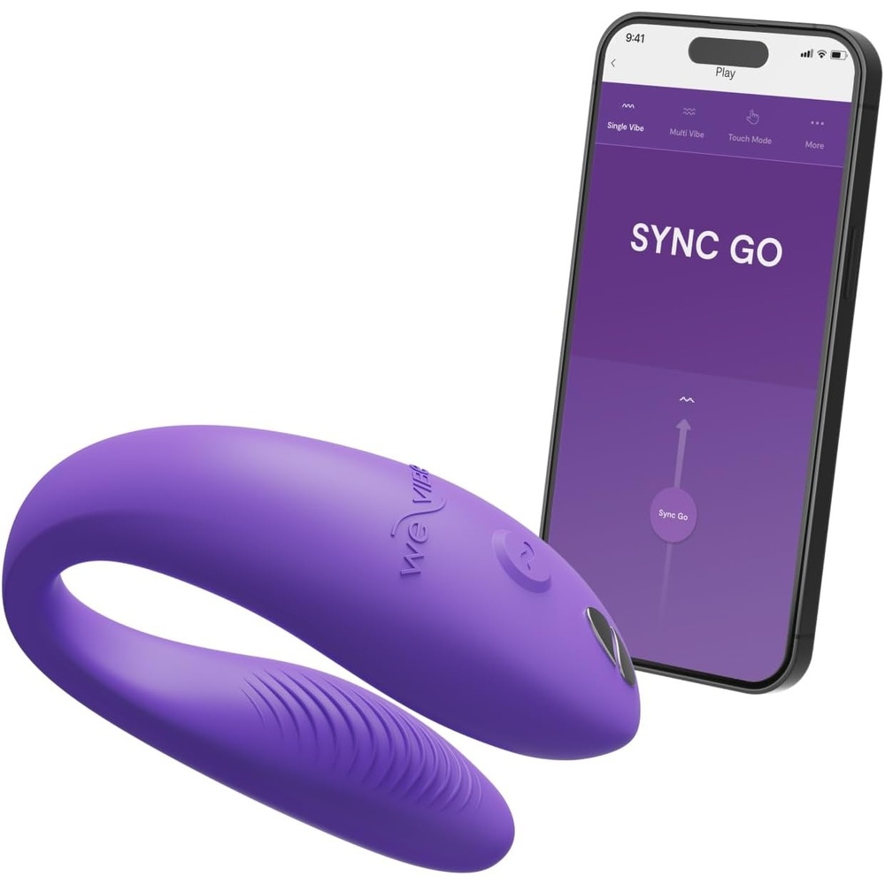 image:imageWeVibe Sync Go Couples Vibrator with Travel Case  Wearable Vibrating Couples Adult Sex Toy  App Controlled G Spot amp Clitoris Stimulator  Dual Stimulation with 10 Speeds  Rechargeable  PurplePurple