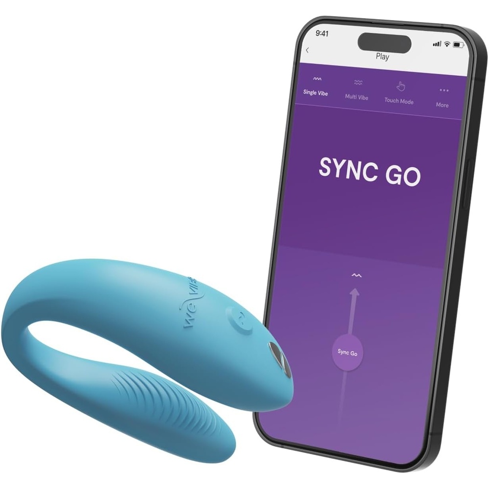 image:imageWeVibe Sync Go Couples Vibrator with Travel Case  Wearable Vibrating Couples Adult Sex Toy  App Controlled G Spot amp Clitoris Stimulator  Dual Stimulation with 10 Speeds  Rechargeable  PurpleBlue
