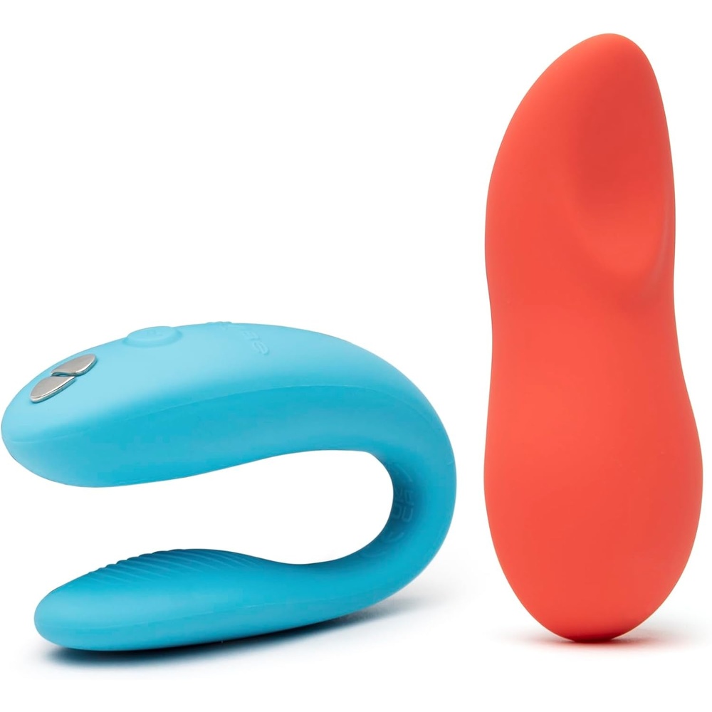 image:imageWeVibe Sync Go Turquoise CShaped Couples Vibrator Travel Edition amp Touch X Coral Powerful Mini Massager Vibrator  Couples Sex Toys Bundle