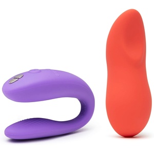 We-Vibe Sync Go Purple C-Shaped Couples Vibrator Travel Edition & Touch X Coral Powerful Mini Massager Vibrator – Couples Sex Toys Bundle